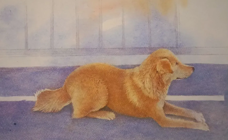 The Dog (ART-15604-117197) - Handpainted Art Painting - 11in X 15in