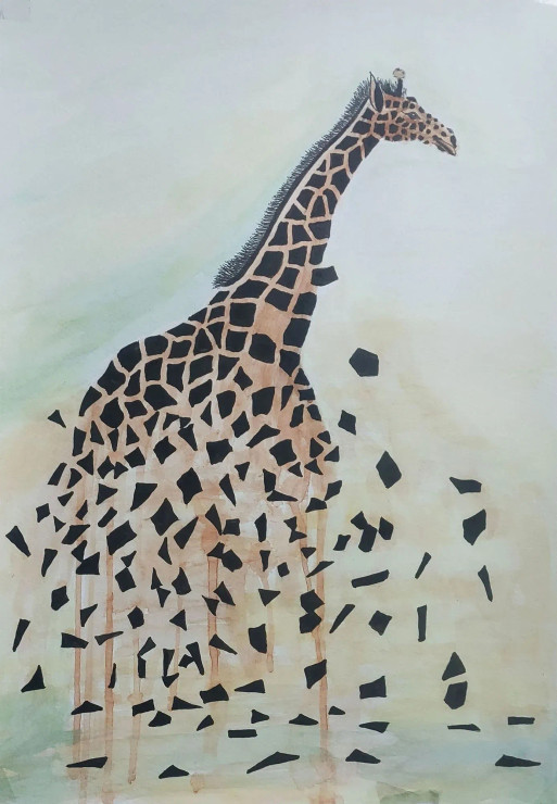 Giraffe (ART-17294-113786) - Handpainted Art Painting - 12in X 17in