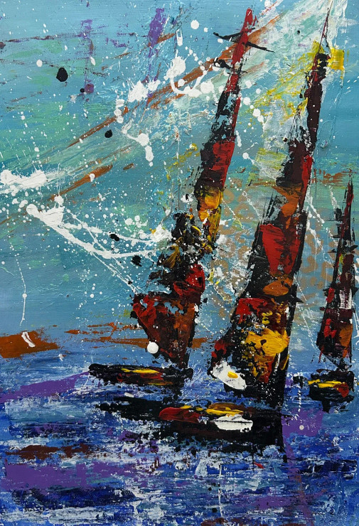 Sailing Freedom 2 (ART-16885-117003) - Handpainted Art Painting - 24in X 36in
