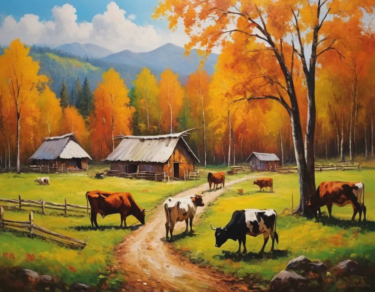 Nature's Heaven Landscape Scenery Painting (ART-3319-117263) - Handpainted Art Painting - 36in X 30in