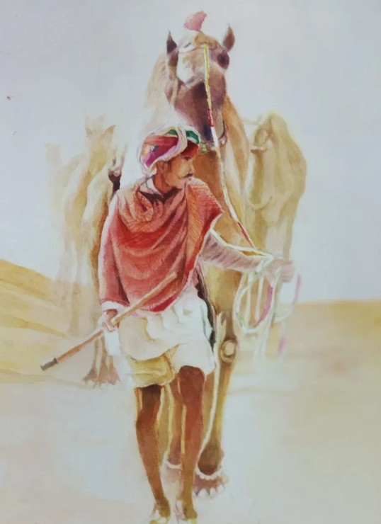 Desert (ART-15604-117336) - Handpainted Art Painting - 11in X 15in