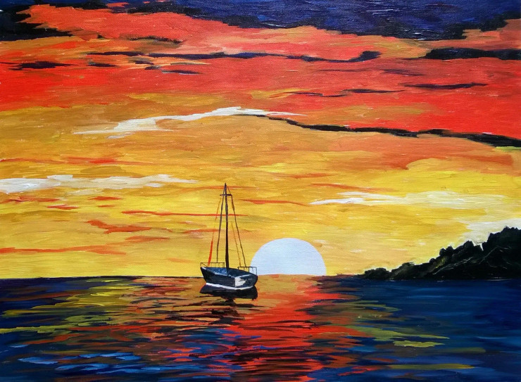 Seascape Landscape (PRT-15701-117203) - Canvas Art Print - 36in X 26in