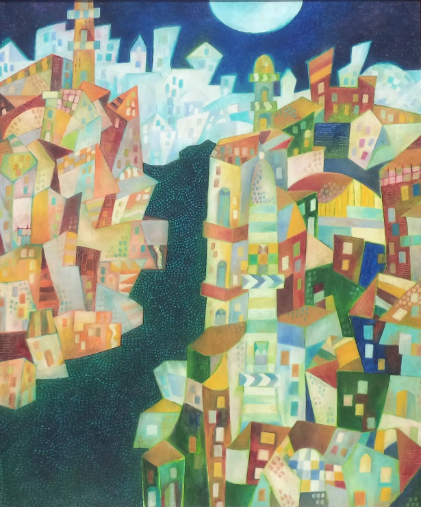 City At Night (PRT-6678-117350) - Canvas Art Print - 25in X 30in
