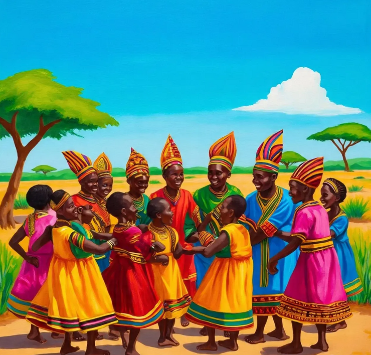 Kenyan Art 001 (PRT-16612-117216) - Canvas Art Print - 24in X 24in