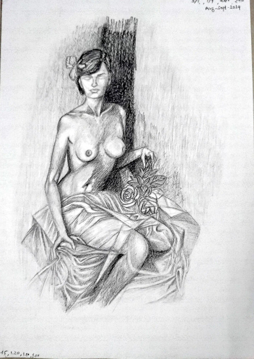 Figure Study 3 (ART-8790-117385) - Handpainted Art Painting - 11in X 16in