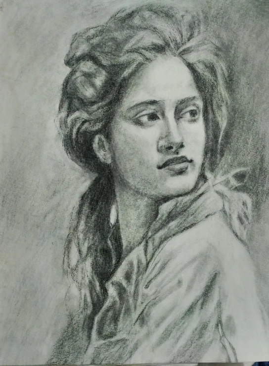Beautiful Woman (ART-15604-117375) - Handpainted Art Painting - 9in X 12in
