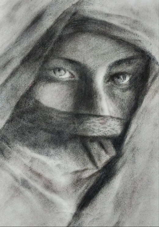 Afgan Woman (ART-15604-117291) - Handpainted Art Painting - 10in X 13in