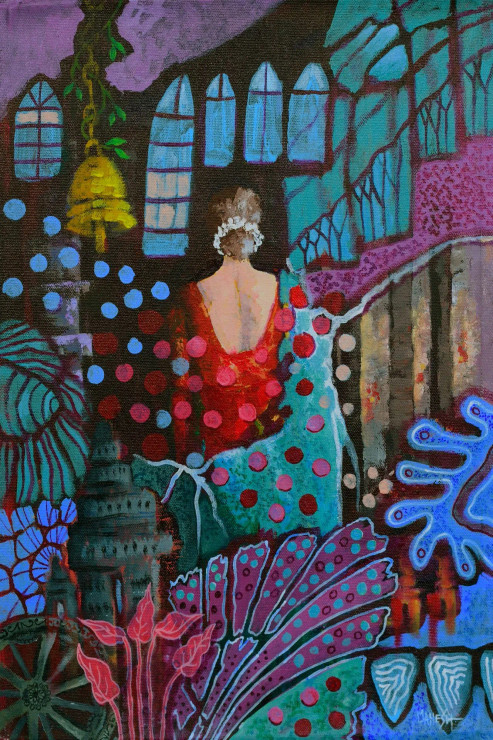 Realizing Dreams, (F13- Semi Abstract) (ART-15639-117528) - Handpainted Art Painting - 12in X 18in