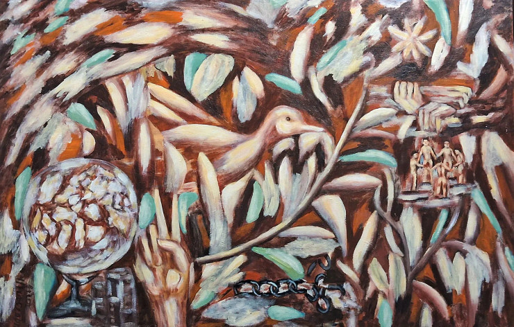 Web Of Life (ART-8924-117484) - Handpainted Art Painting - 36in X 24in