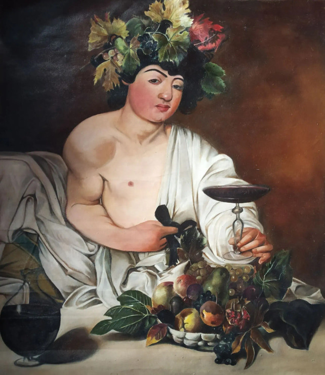 God Of Wine (ART-7901-117542) - Handpainted Art Painting - 33in X 37in