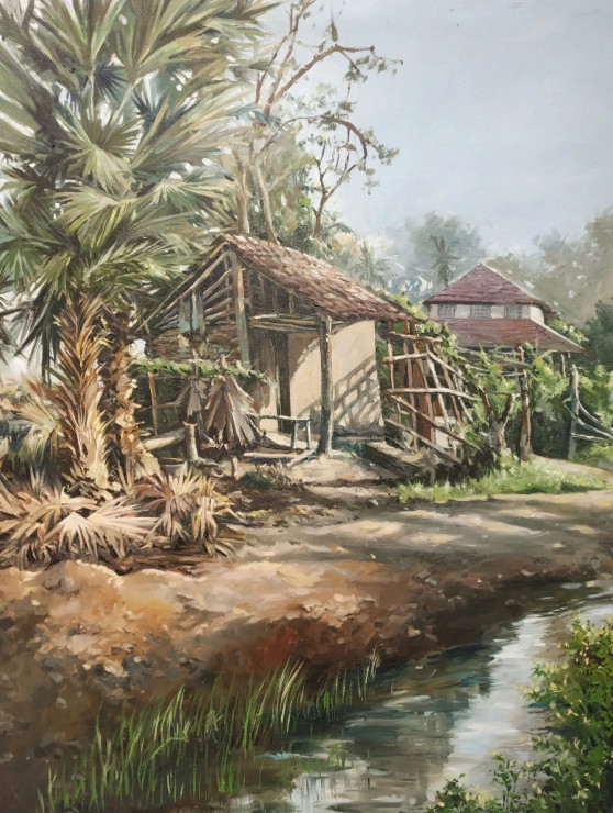 Village (ART-7901-117537) - Handpainted Art Painting - 30in X 40in