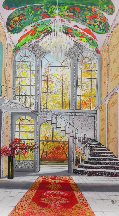 Dream Palace (ART-5868-117510) - Handpainted Art Painting - 22in X 36in