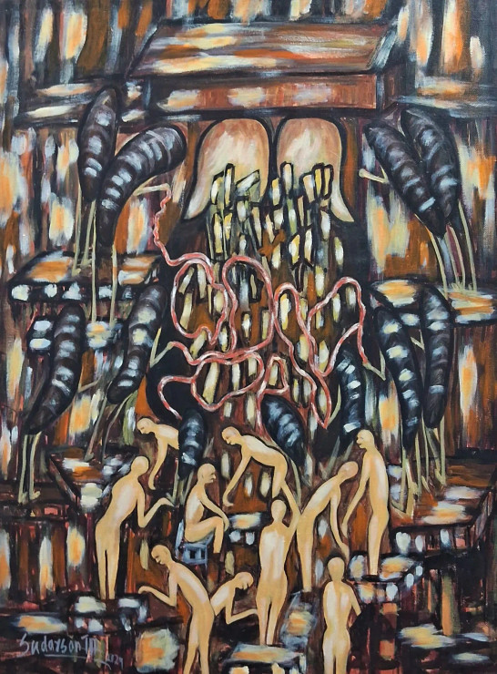 Don't Reach (ART-8924-117486) - Handpainted Art Painting - 18in X 24in