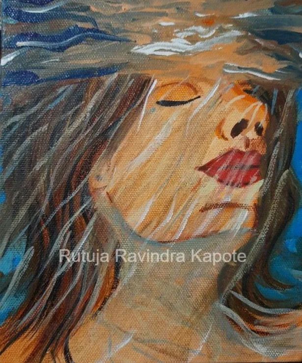 Peace Underwater (ART-17880-117453) - Handpainted Art Painting - 8in X 8in