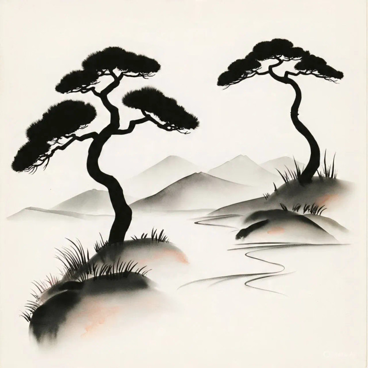 Mandarin Painting (PRT-16612-117570) - Canvas Art Print - 24in X 24in