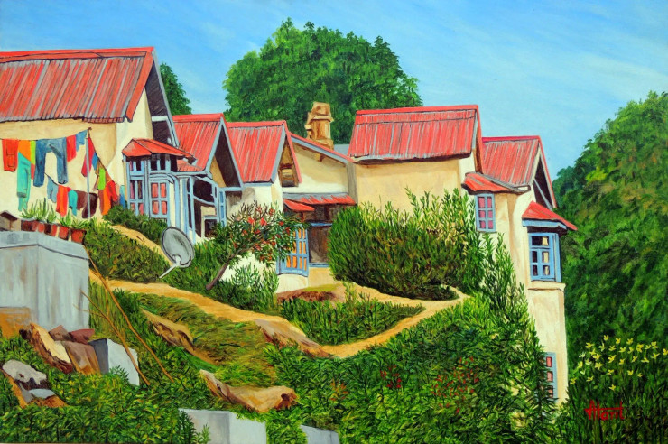 A Sunny Day Nainital (PRT-2948-117653) - Canvas Art Print - 18in X 12in