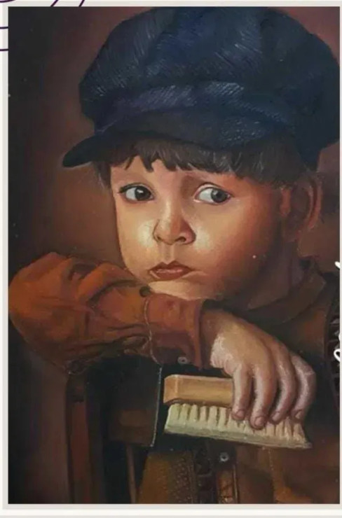 Vintage Kid (ART-17968-117739) - Handpainted Art Painting - 16in X 23in