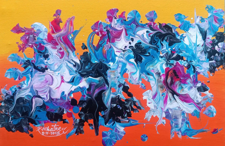 Color Storm (ART-1230-117787) - Handpainted Art Painting - 12in X 8in