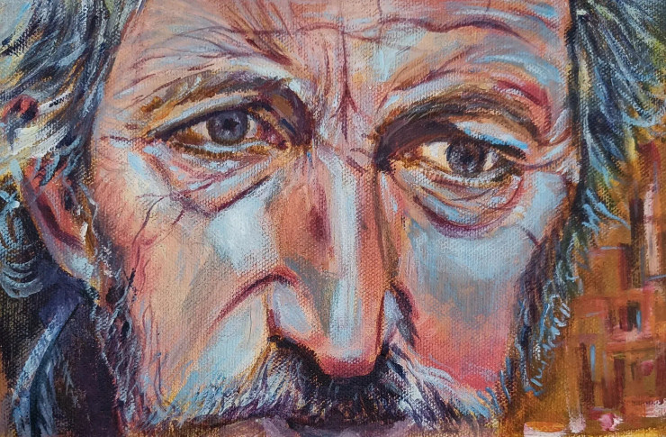 Time’s Canvas (ART-17927-117828) - Handpainted Art Painting - 9in X 8in