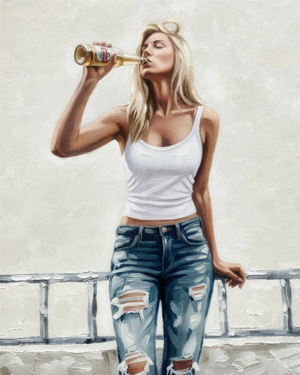 Between Sips And Sunlight (PRT-15697-117805) - Canvas Art Print - 48in X 60in