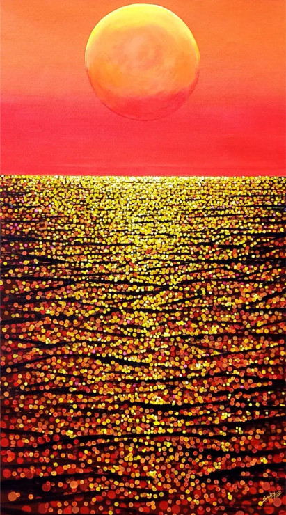 Sun (ART-464-117882) - Handpainted Art Painting - 20in X 36in