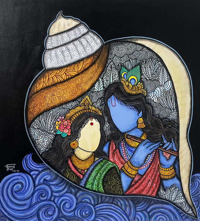 Manmohana (ART-7129-117898) - Handpainted Art Painting - 32in X 35in