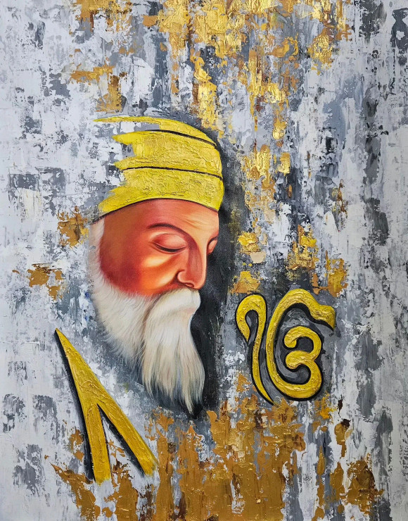 Guru Nanak Dev Ji Painting (ART-6706-117942) - Handpainted Art Painting - 36in X 48in