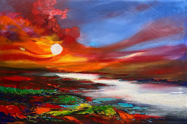 Horizon Of Fire And Nectar (ART-16470-117236) - Handpainted Art Painting - 24in X 36in
