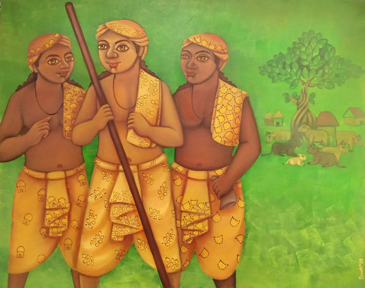 Village Compositions (ART-15181-118023) - Handpainted Art Painting - 60in X 48in