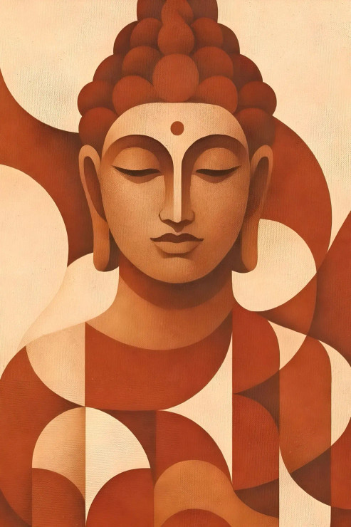 Lord Buddha - Geometric Abstract 03 (PRT-7990-118133) - Canvas Art Print - 16in X 24in