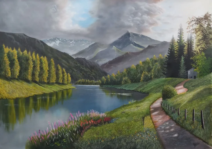 Raised With Repose (ART-5868-118146) - Handpainted Art Painting - 57in X 41in