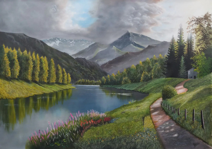 Raised With Repose (ART-5868-118146) - Handpainted Art Painting - 57in X 41in