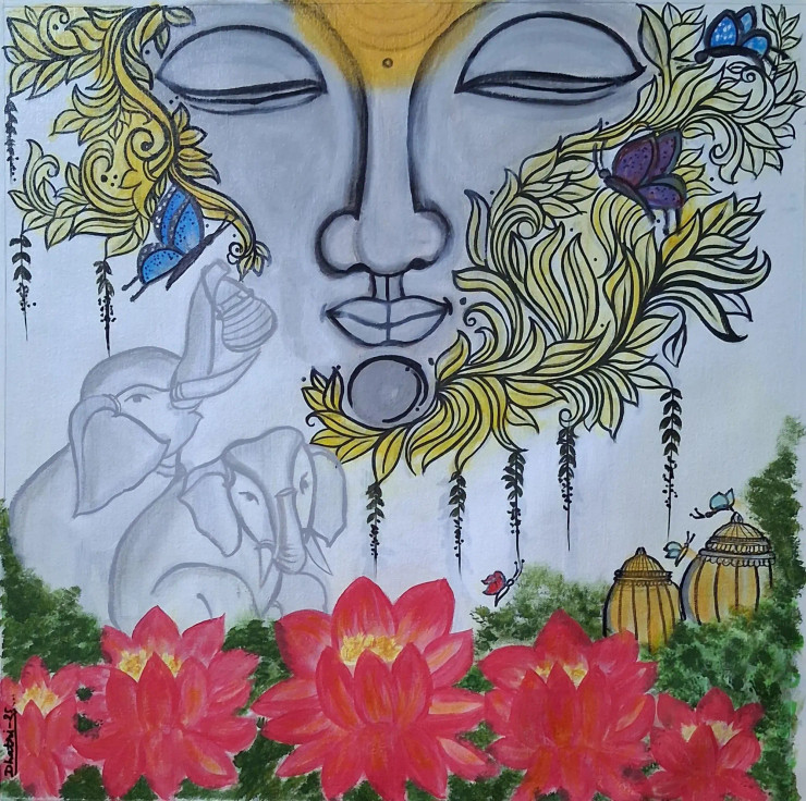 Peace Of Soul (ART-17479-118145) - Handpainted Art Painting - 20in X 20in