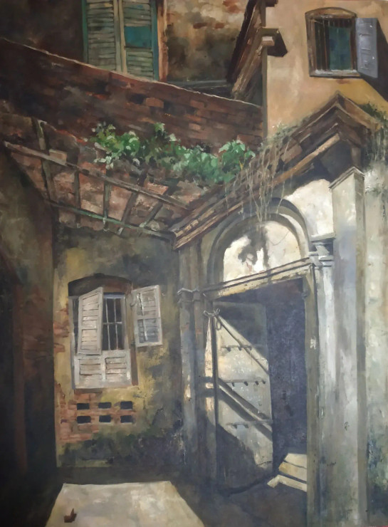 Broken House (ART-7901-117543) - Handpainted Art Painting - 30in X 40in