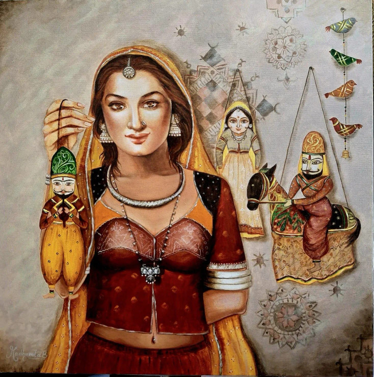 The Puppet Story - Rustic Charms (ART-16097-118305) - Handpainted Art Painting - 36in X 36in