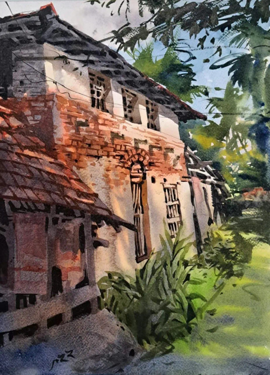 Landscape (ART-18009-118465) - Handpainted Art Painting - 12in X 16in