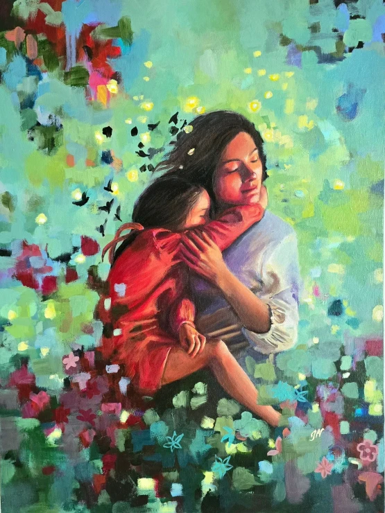 In Her Arms (ART-5120-118415) - Handpainted Art Painting - 18in X 24in