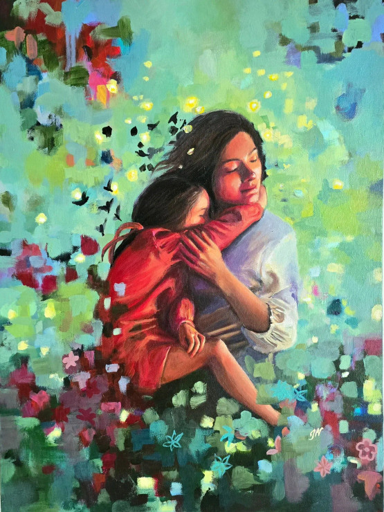 In Her Arms (ART-5120-118415) - Handpainted Art Painting - 18in X 24in