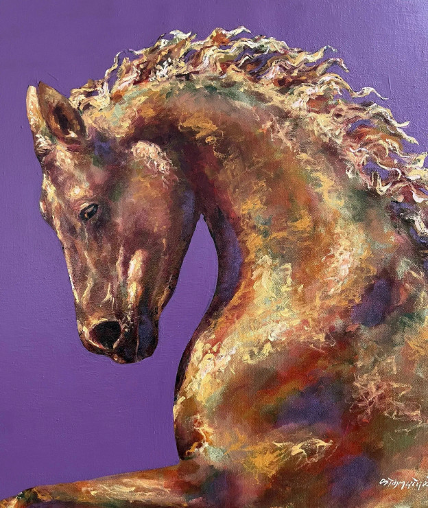 Horse (ART-16888-118606) - Handpainted Art Painting - 24in X 18in