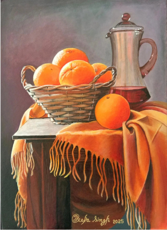 Still Life (ART-8424-118661) - Handpainted Art Painting - 12in X 18in
