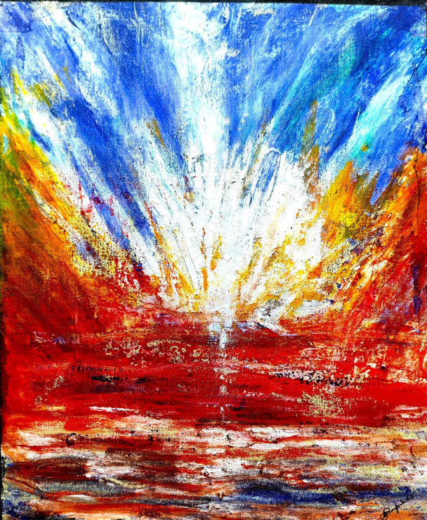 Abstract Sun Rays (ART-15198-118588) - Handpainted Art Painting - 16in X 18in