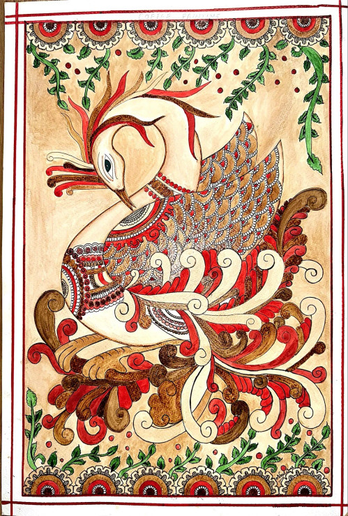Coffee Painting (ART-17980-118655) - Handpainted Art Painting - 13in X 19in
