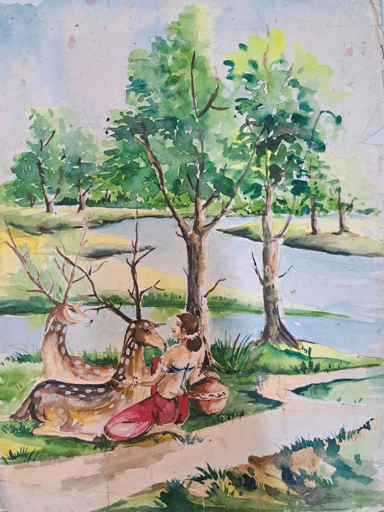 Landscape (ART-18009-118721) - Handpainted Art Painting - 11in X 15in