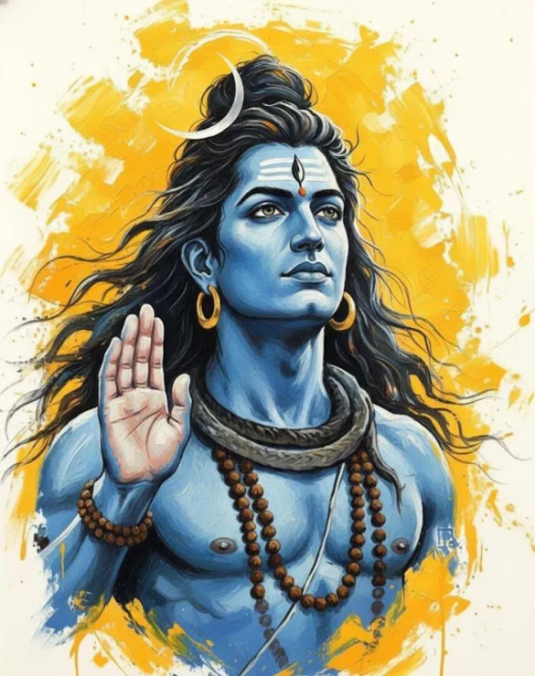 LORD SHIVA PAINTING (ART-3319-118752) - Handpainted Art Painting - 24in X 36in