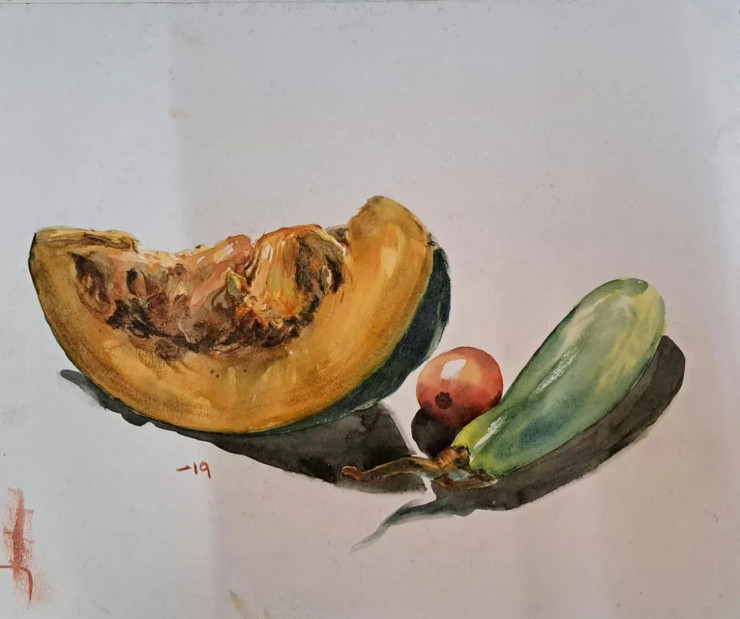 Still Life (ART-18009-118562) - Handpainted Art Painting - 15in X 11in