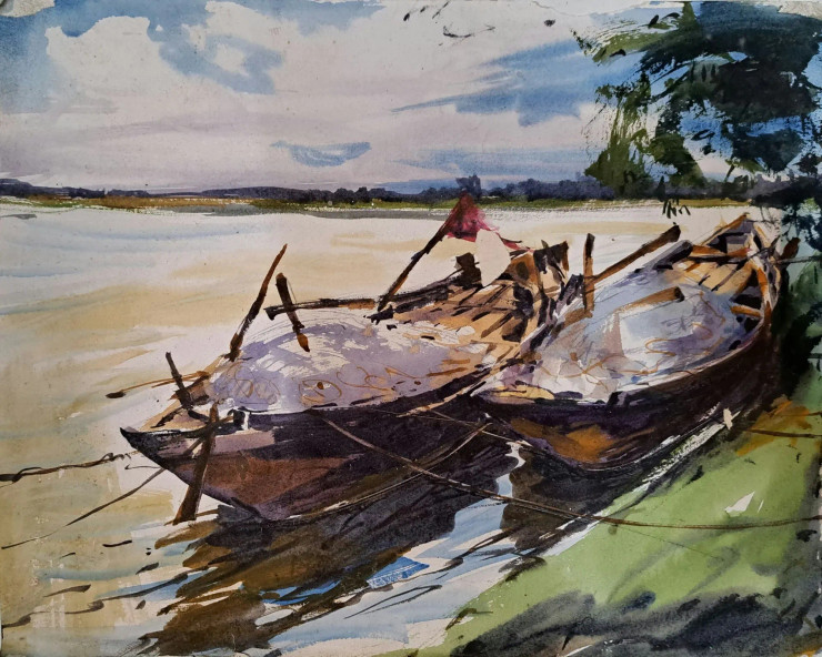 Landscape (ART-18009-118784) - Handpainted Art Painting - 15in X 11in