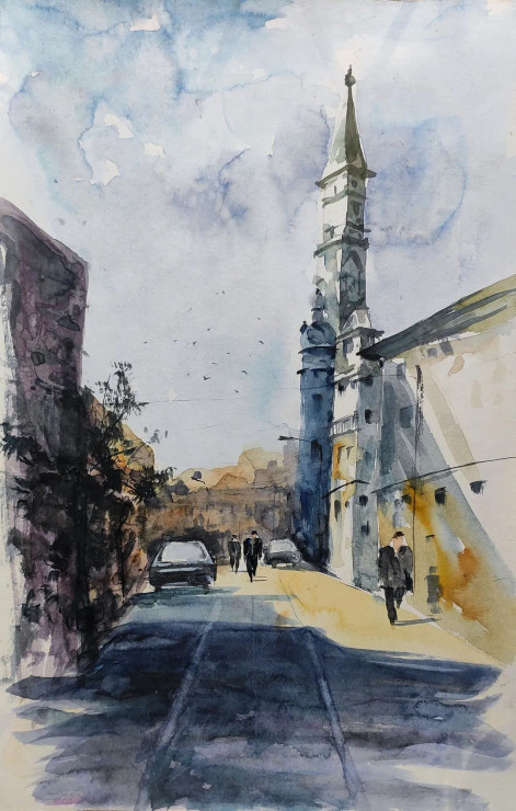City (ART-7901-118904) - Handpainted Art Painting - 14in X 22in
