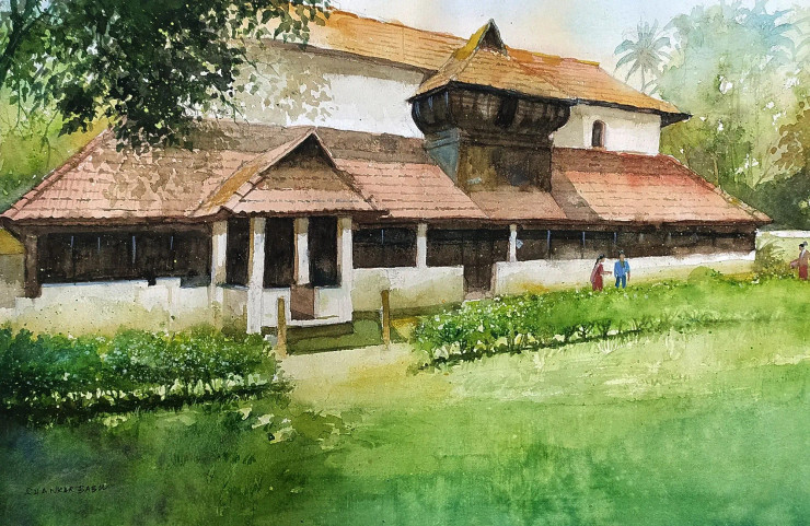 Koyikkal Palace (ART-662-118869) - Handpainted Art Painting - 20in X 13in