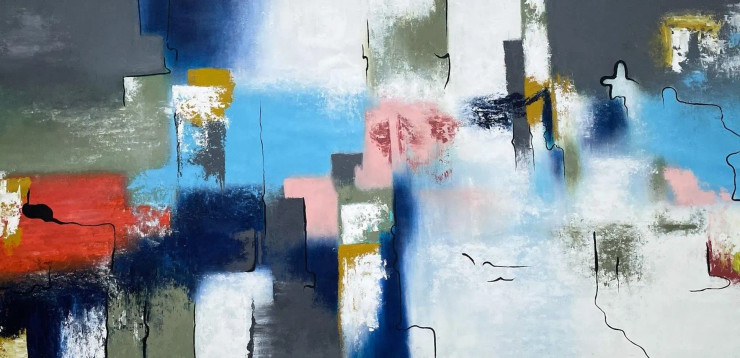 Quiet Layers (ART-8156-118768) - Handpainted Art Painting - 48in X 98in