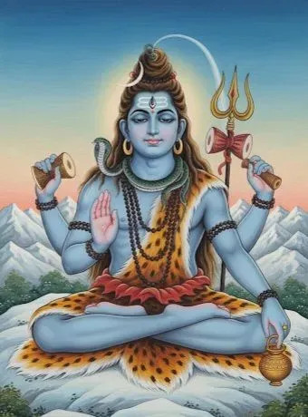 Lord Shiva Meditating (ART-3319-118883) - Handpainted Art Painting - 24in X 36in